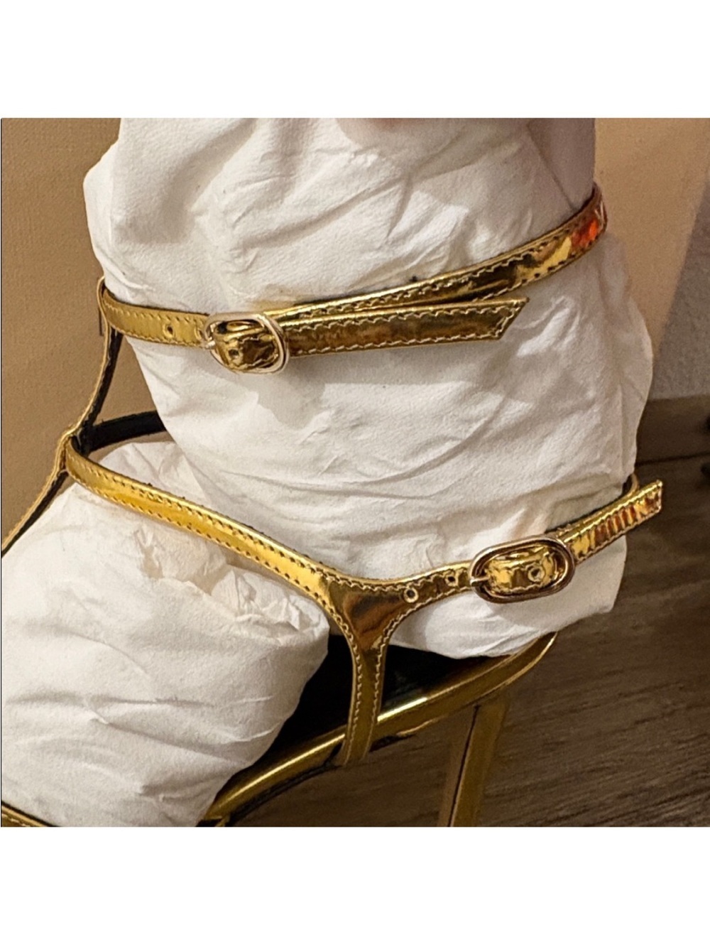 Alexandre Birman Metallic Gold Strappy High Heel Sandals - Picture 11 of 16